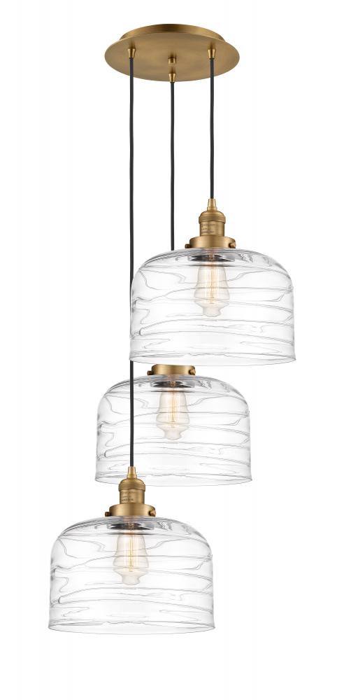 Cone - 3 Light - 18 inch - Brushed Brass - Cord hung - Multi Pendant