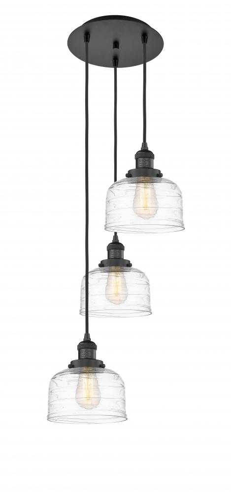 Cone - 3 Light - 14 inch - Matte Black - Cord hung - Multi Pendant
