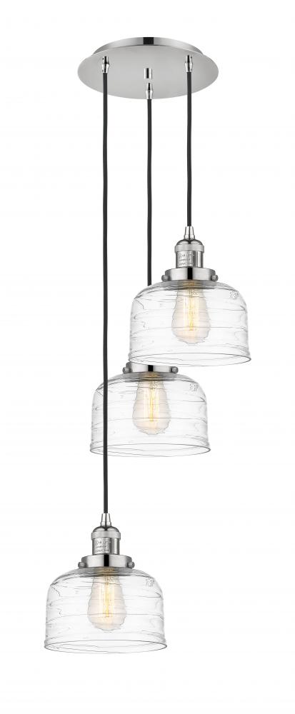 Cone - 3 Light - 14 inch - Polished Nickel - Cord hung - Multi Pendant
