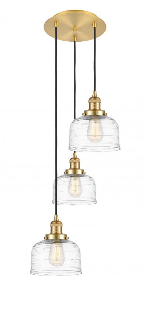 Cone - 3 Light - 14 inch - Satin Gold - Cord hung - Multi Pendant