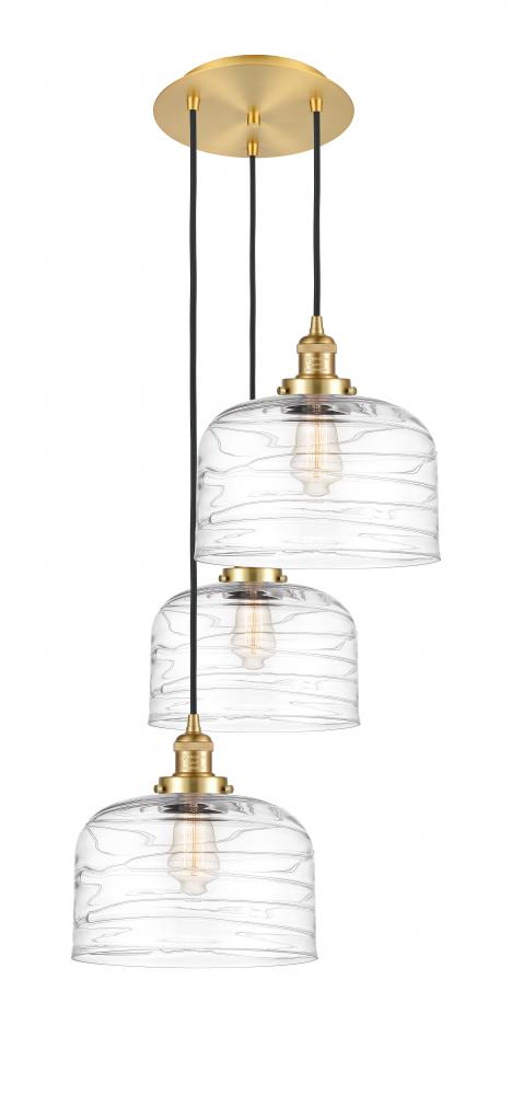 Cone - 3 Light - 18 inch - Satin Gold - Cord hung - Multi Pendant