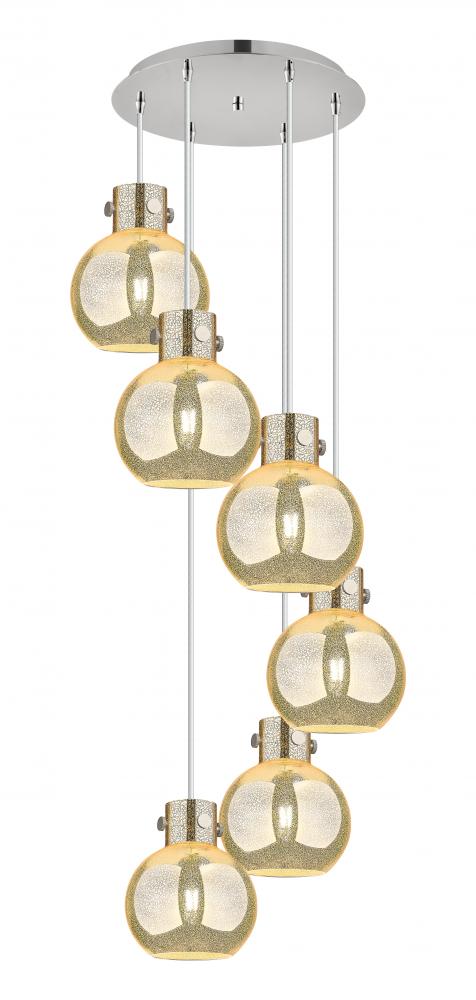 Newton Sphere - 6 Light - 19 inch - Polished Nickel - Cord hung - Multi Pendant