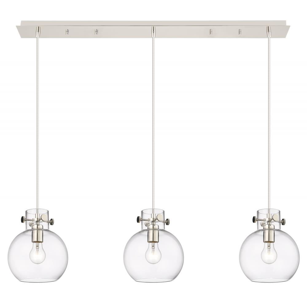 Newton Sphere - 3 Light - 40 inch - Polished Nickel - Cord hung - Linear Pendant