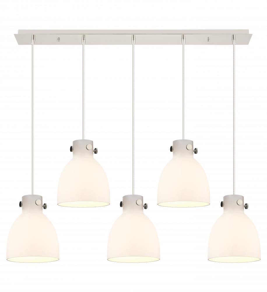 Newton Bell - 5 Light - 40 inch - Polished Nickel - Linear Pendant