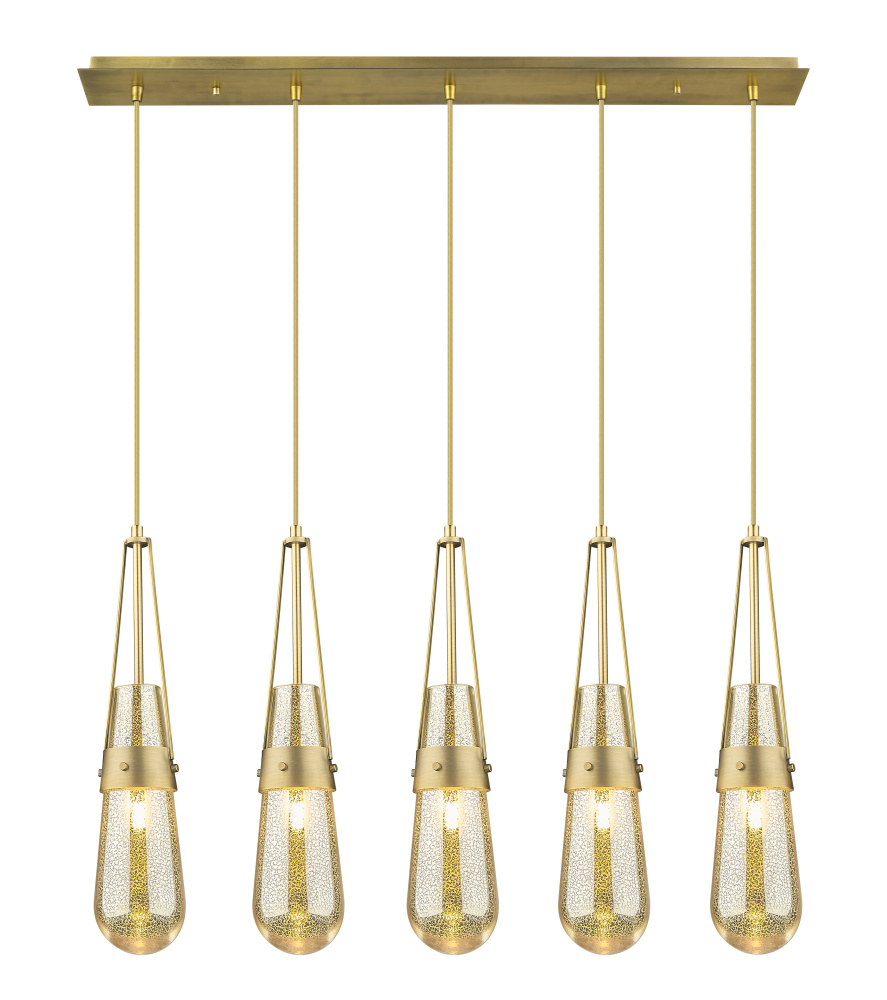 Milan - 5 Light - 36 inch - Brushed Brass - Linear Pendant