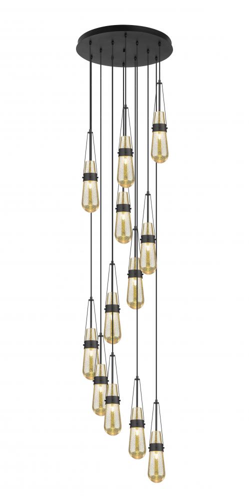 Milan - 12 Light - 24 inch - Matte Black - Multi Pendant