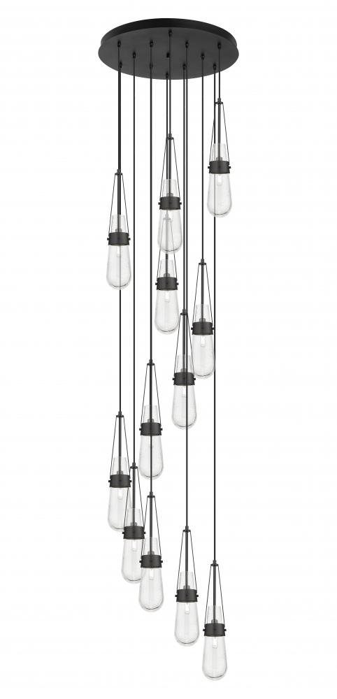 Milan - 12 Light - 24 inch - Matte Black - Multi Pendant