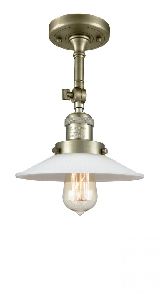 Halophane - 1 Light - 9 inch - Antique Brass - Adjustable Semi-Flush Mount
