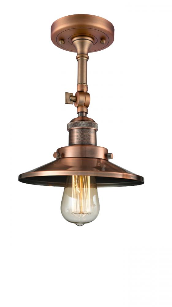 Railroad - 1 Light - 8 inch - Antique Copper - Adjustable Semi-Flush Mount