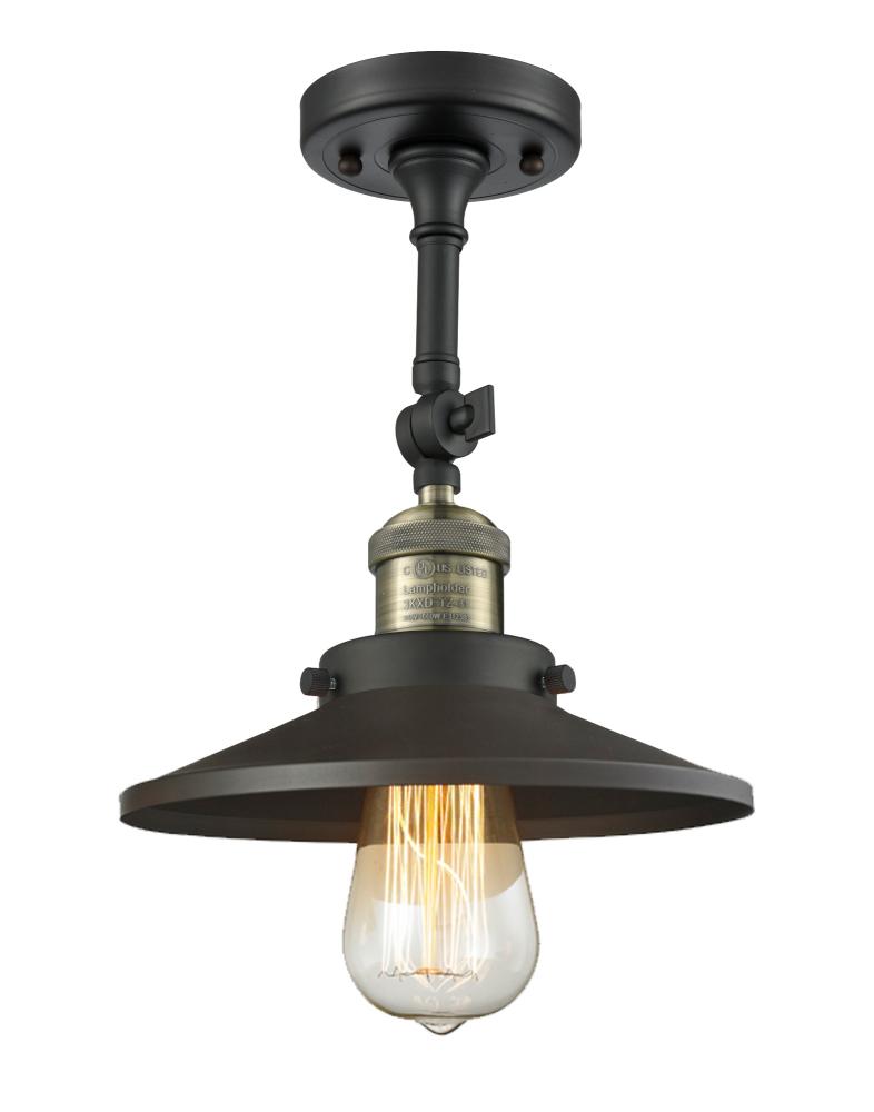 Railroad - 1 Light - 8 inch - Black Antique Brass - Adjustable Semi-Flush Mount