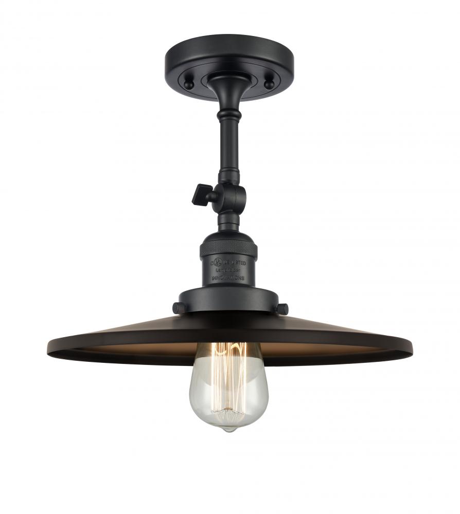 Railroad - 1 Light - 12 inch - Matte Black - Adjustable Semi-Flush Mount