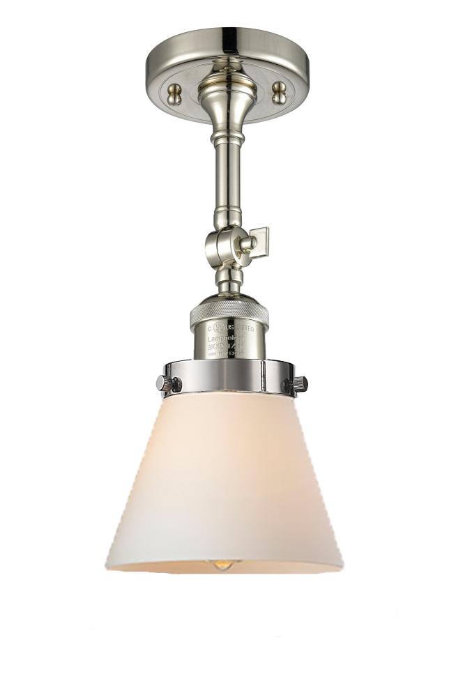 Cone - 1 Light - 6 inch - Polished Nickel - Adjustable Semi-Flush Mount