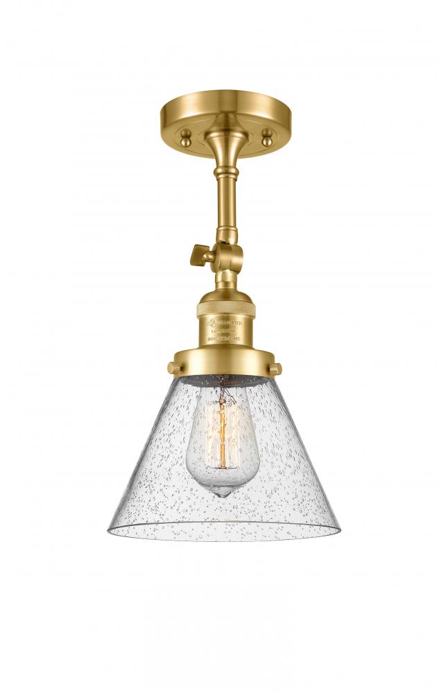 Cone - 1 Light - 8 inch - Satin Gold - Adjustable Semi-Flush Mount