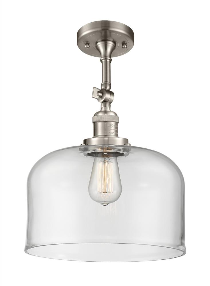 Bell - 1 Light - 12 inch - Brushed Satin Nickel - Adjustable Semi-Flush Mount