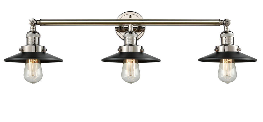 Railroad - 3 Light - 32 inch - Polished Nickel - Bath Vanity Light