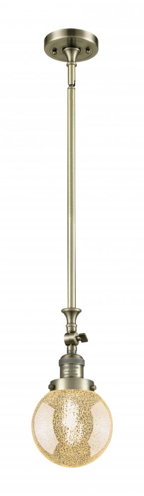 Beacon - 1 Light - 6 inch - Antique Brass - Stem Hung - Adjustable Mini Pendant