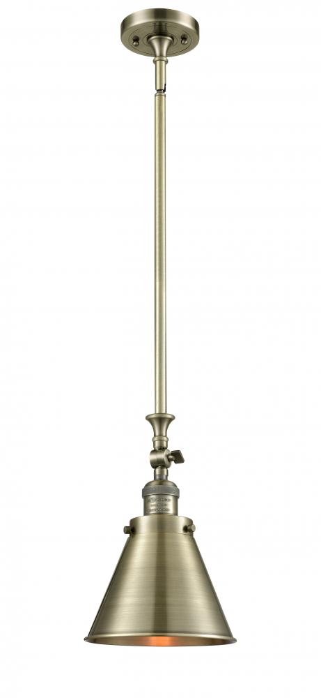 Appalachian - 1 Light - 8 inch - Antique Brass - Stem Hung - Adjustable Mini Pendant