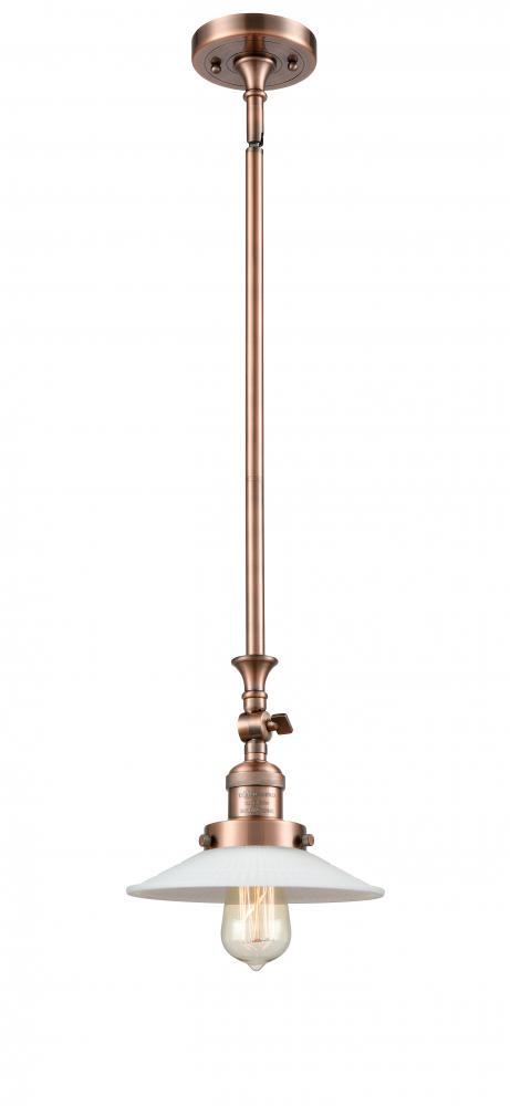 Halophane - 1 Light - 9 inch - Antique Copper - Stem Hung - Adjustable Mini Pendant