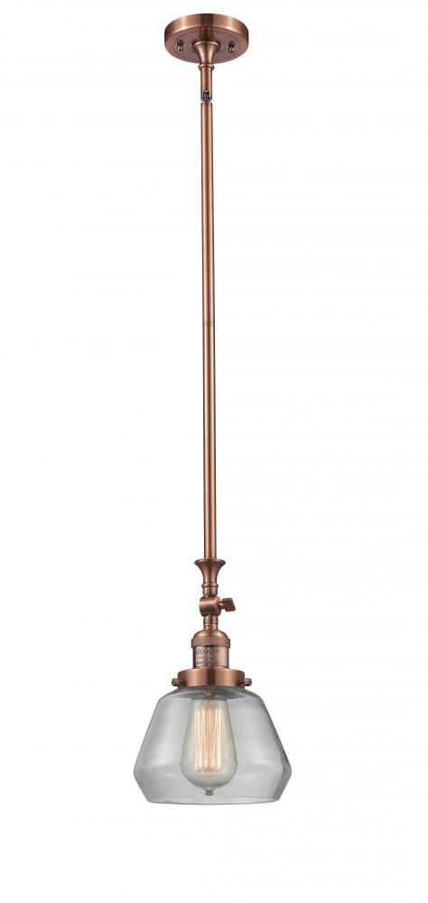 Fulton - 1 Light - 7 inch - Antique Copper - Stem Hung - Adjustable Mini Pendant