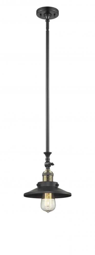 Railroad - 1 Light - 8 inch - Black Antique Brass - Stem Hung - Adjustable Mini Pendant