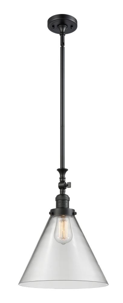 Cone - 1 Light - 12 inch - Matte Black - Stem Hung - Adjustable Mini Pendant