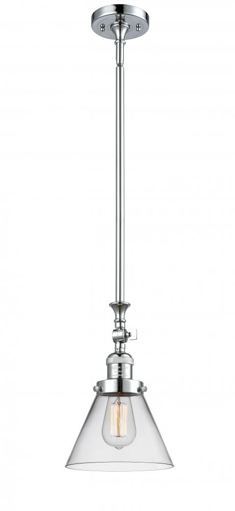 Cone - 1 Light - 8 inch - Polished Chrome - Stem Hung - Adjustable Mini Pendant