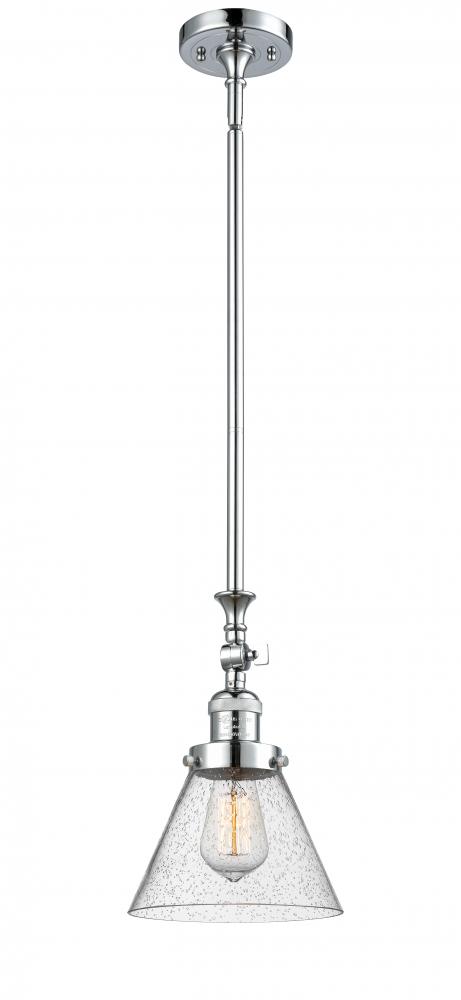 Cone - 1 Light - 8 inch - Polished Chrome - Stem Hung - Adjustable Mini Pendant
