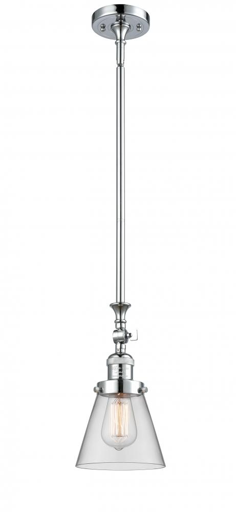 Cone - 1 Light - 6 inch - Polished Chrome - Stem Hung - Adjustable Mini Pendant