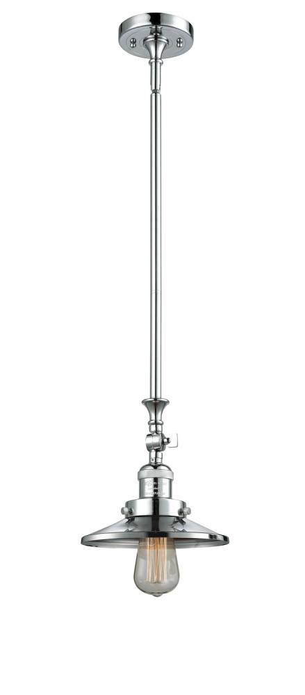 Railroad - 1 Light - 8 inch - Polished Chrome - Stem Hung - Adjustable Mini Pendant