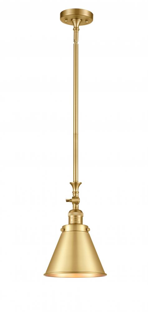 Appalachian - 1 Light - 8 inch - Satin Gold - Stem Hung - Adjustable Mini Pendant