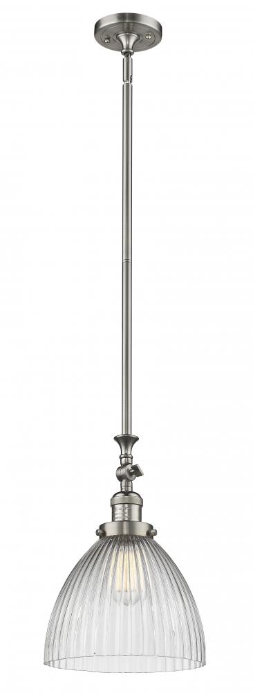 Seneca Falls - 1 Light - 10 inch - Brushed Satin Nickel - Stem Hung - Adjustable Mini Pendant
