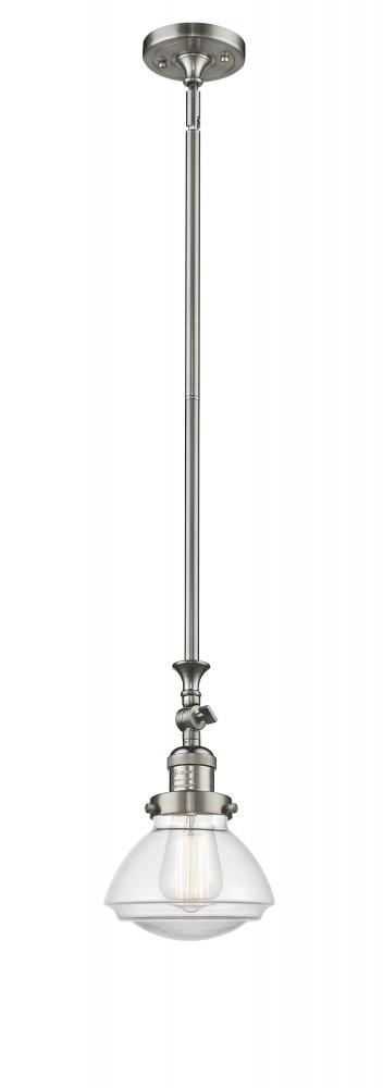 Olean - 1 Light - 7 inch - Brushed Satin Nickel - Stem Hung - Adjustable Mini Pendant