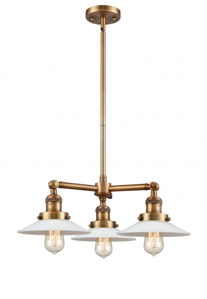 Halophane - 3 Light - 22 inch - Brushed Brass - Stem Hung - Chandelier