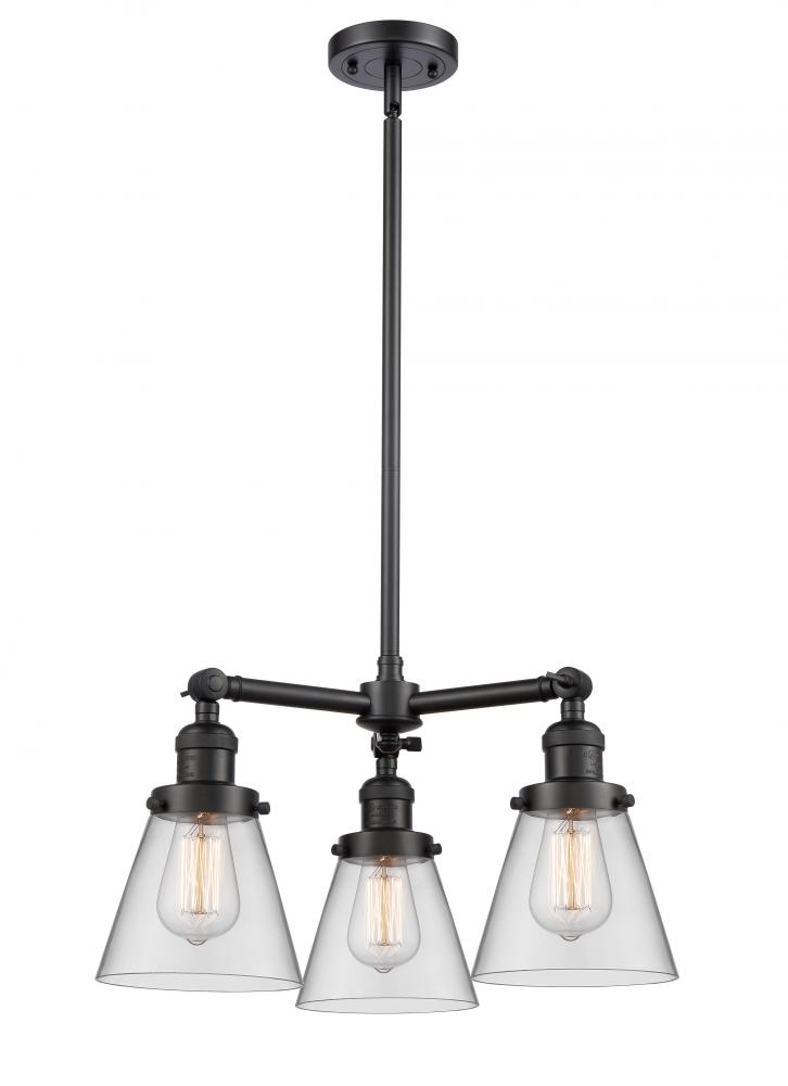 Cone - 3 Light - 19 inch - Matte Black - Stem Hung - Chandelier