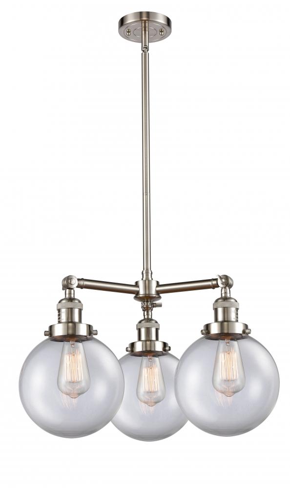 Beacon - 3 Light - 22 inch - Brushed Satin Nickel - Stem Hung - Chandelier