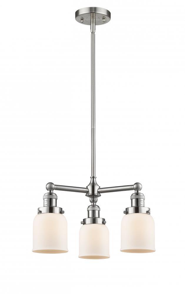 Bell - 3 Light - 19 inch - Brushed Satin Nickel - Stem Hung - Chandelier
