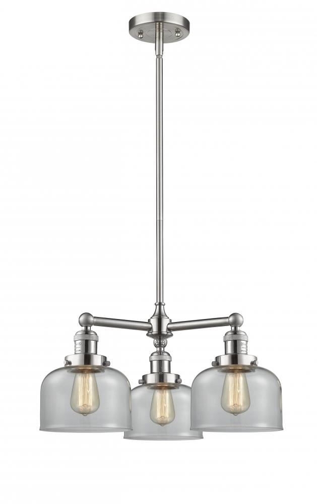 Bell - 3 Light - 22 inch - Brushed Satin Nickel - Stem Hung - Chandelier