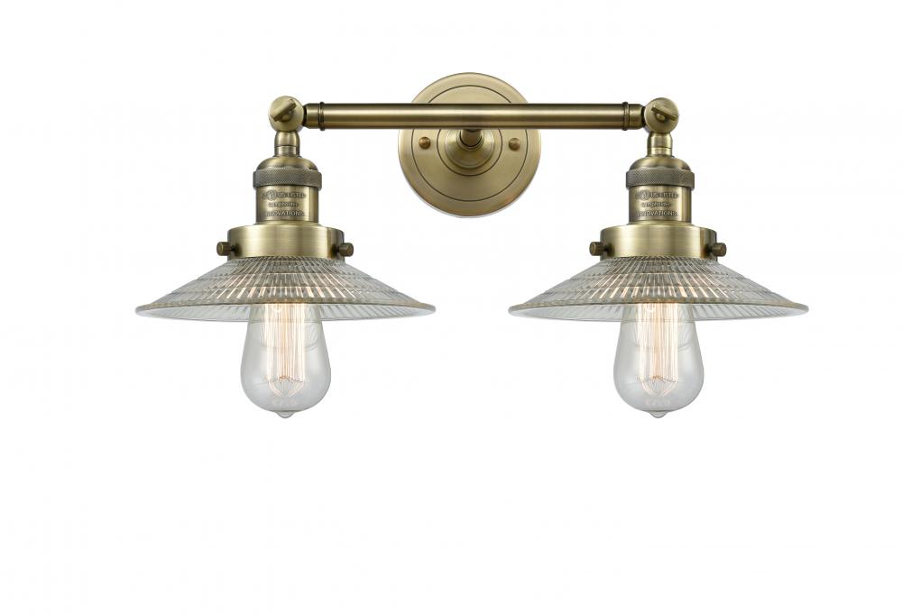 Halophane - 2 Light - 18 inch - Antique Brass - Adjustable Bath Vanity Light
