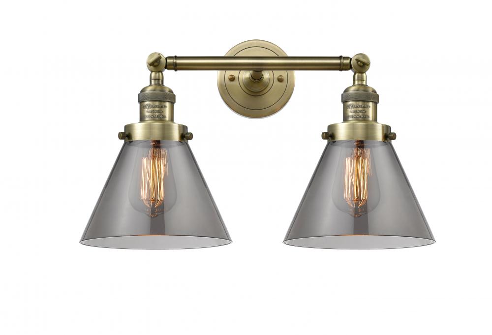 Cone - 2 Light - 18 inch - Antique Brass - Adjustable Bath Vanity Light