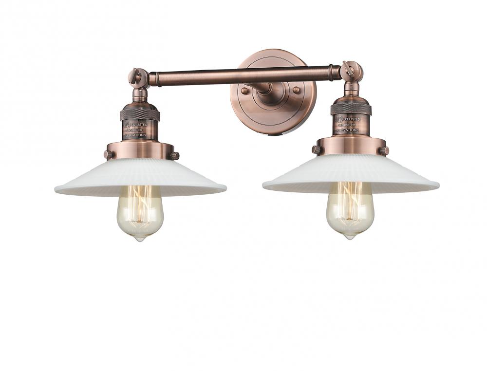 Halophane - 2 Light - 18 inch - Antique Copper - Adjustable Bath Vanity Light
