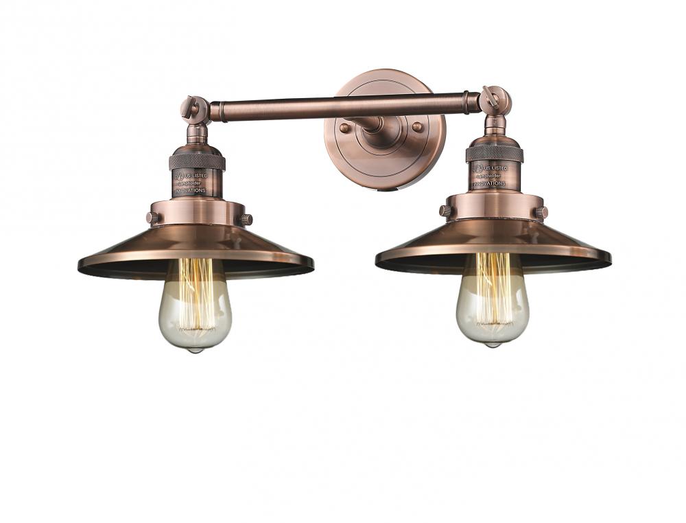 Railroad - 2 Light - 18 inch - Antique Copper - Adjustable Bath Vanity Light