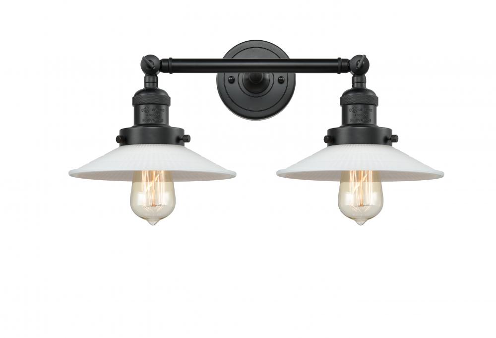 Halophane - 2 Light - 18 inch - Matte Black - Adjustable Bath Vanity Light