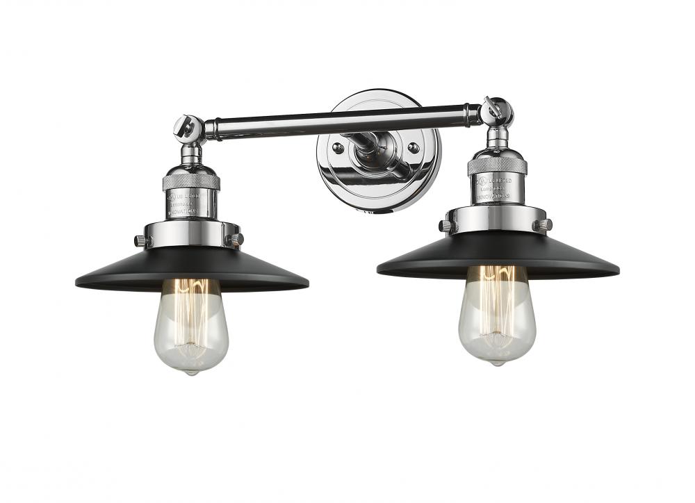 Railroad - 2 Light - 18 inch - Polished Chrome - Adjustable Bath Vanity Light