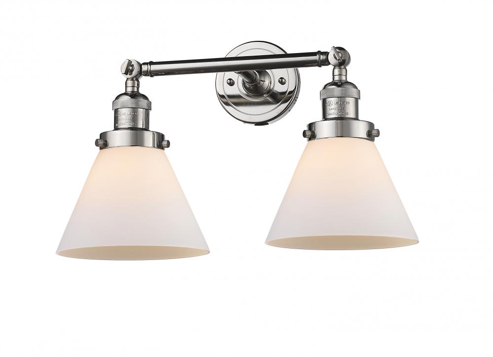 Cone - 2 Light - 18 inch - Polished Nickel - Adjustable Bath Vanity Light