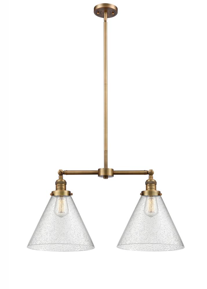 Cone - 2 Light - 21 inch - Brushed Brass - Stem Hung - Adjustable Island Light
