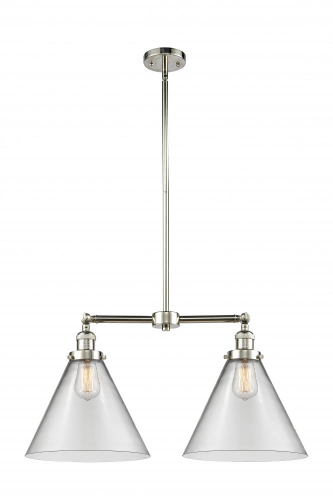 Cone - 2 Light - 21 inch - Polished Nickel - Stem Hung - Adjustable Island Light