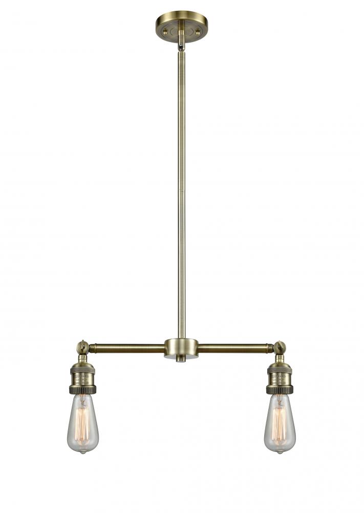 Bare Bulb - 2 Light - 8 inch - Antique Brass - Stem Hung - Adjustable Island Light
