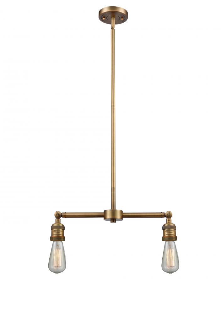 Bare Bulb - 2 Light - 8 inch - Brushed Brass - Stem Hung - Adjustable Island Light