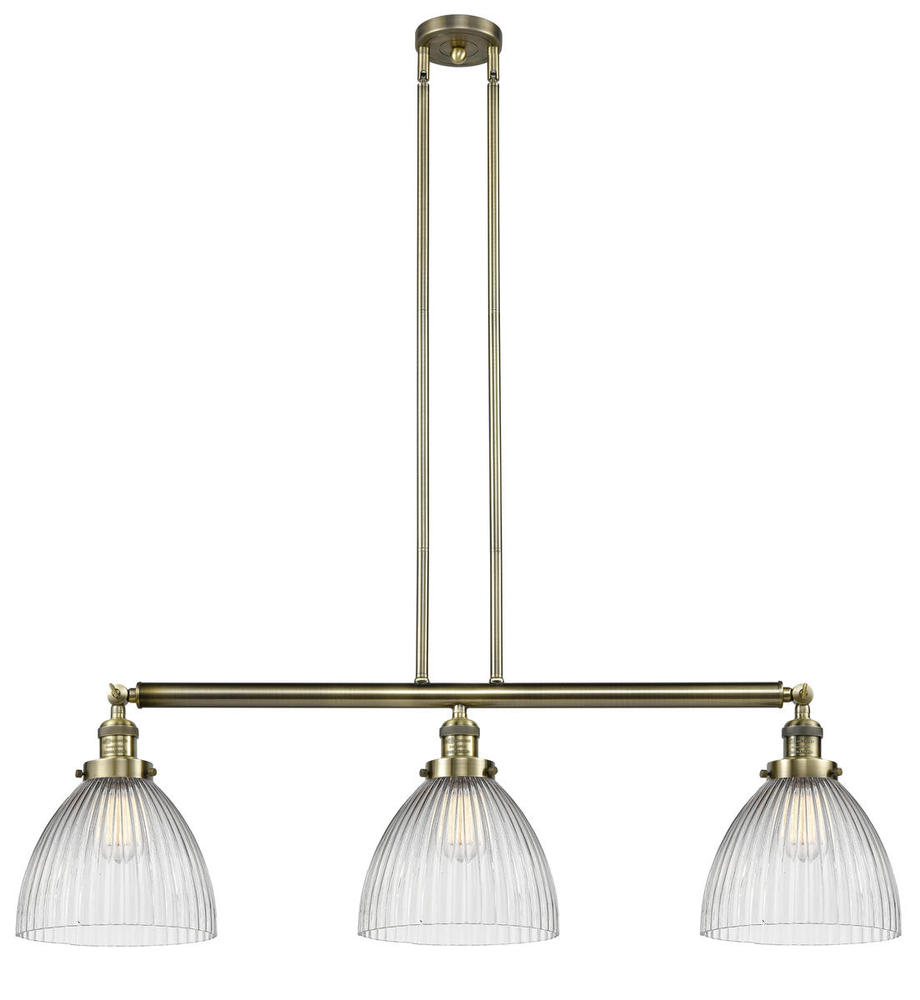 Seneca Falls - 3 Light - 39 inch - Antique Brass - Stem Hung - Adjustable Island Light