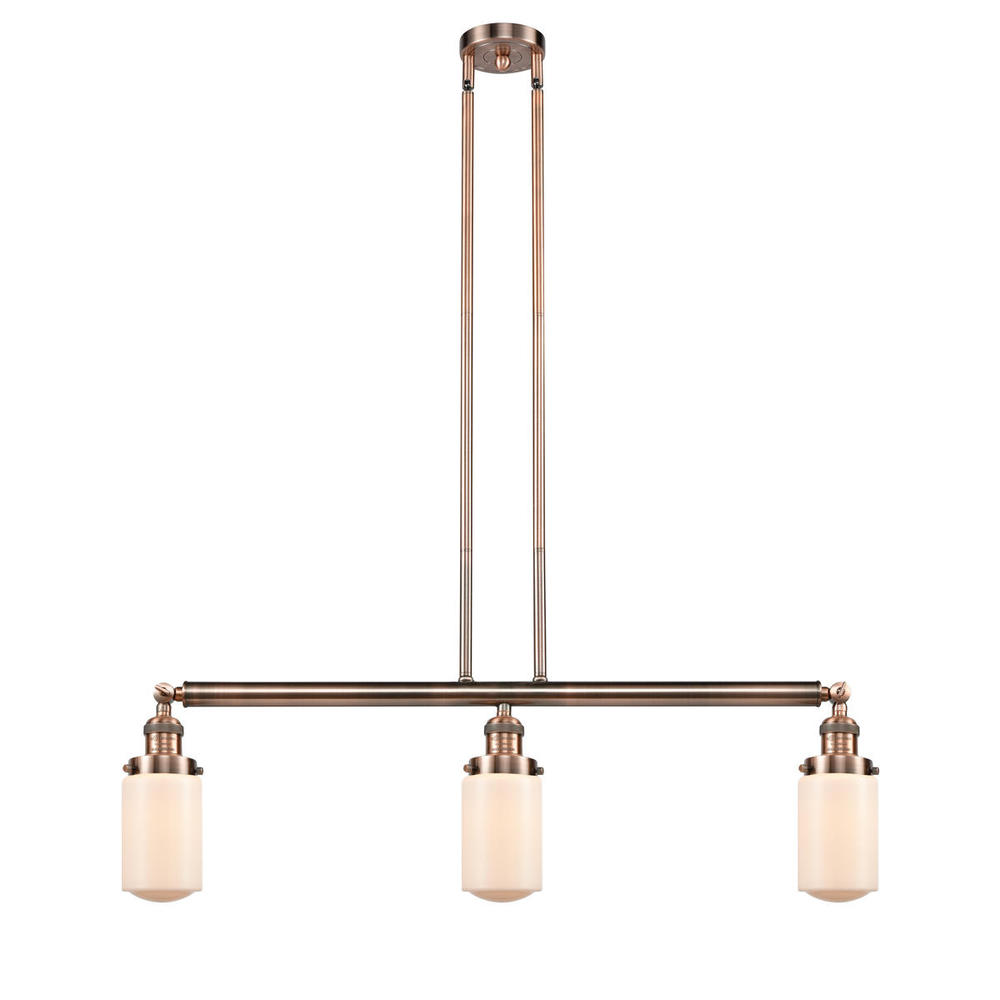 Dover - 3 Light - 37 inch - Antique Copper - Stem Hung - Adjustable Island Light